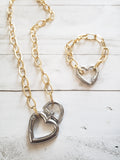 Chunky Heart Gold & Silver
