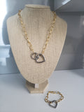 Chunky Heart Gold & Silver
